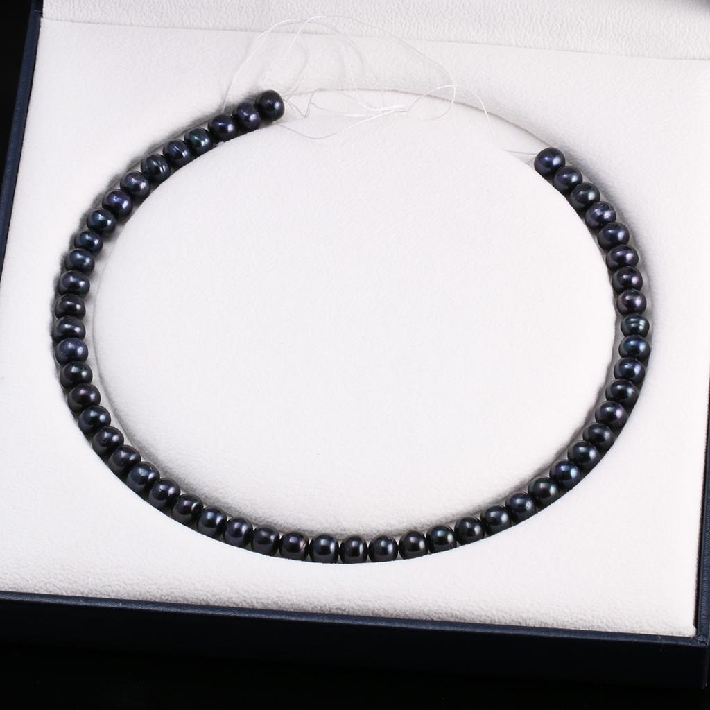 1String, Natural Freshwater Pearls, 8-9 Mm White Black Potato Shape Pearl Beads for Jewelry Making DIY Necklace, Birthday Party Gifts for Women, 36cm