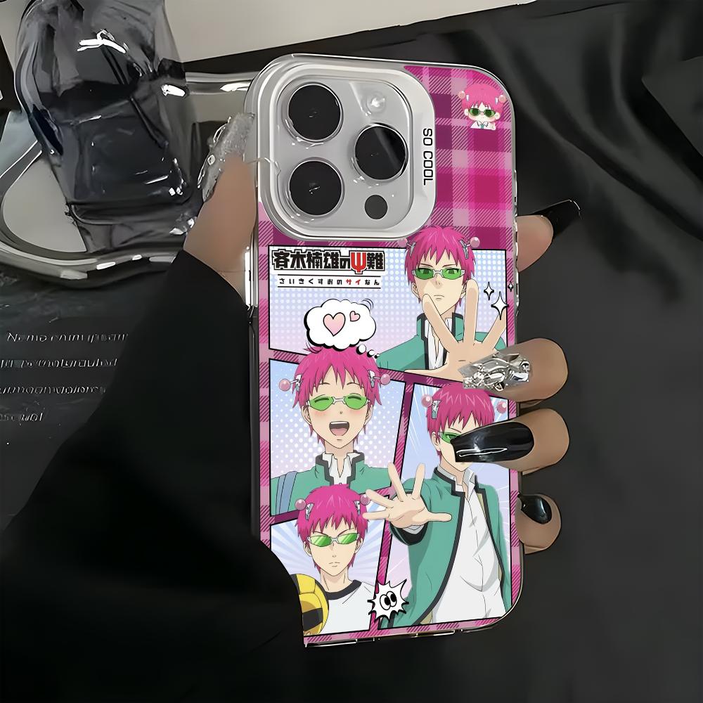 Anime S-Saiki Kusuo Phone Case For iPhone 16 15 14 13 12 11 Pro Max White Matte Laser Metallic Aurora Funda