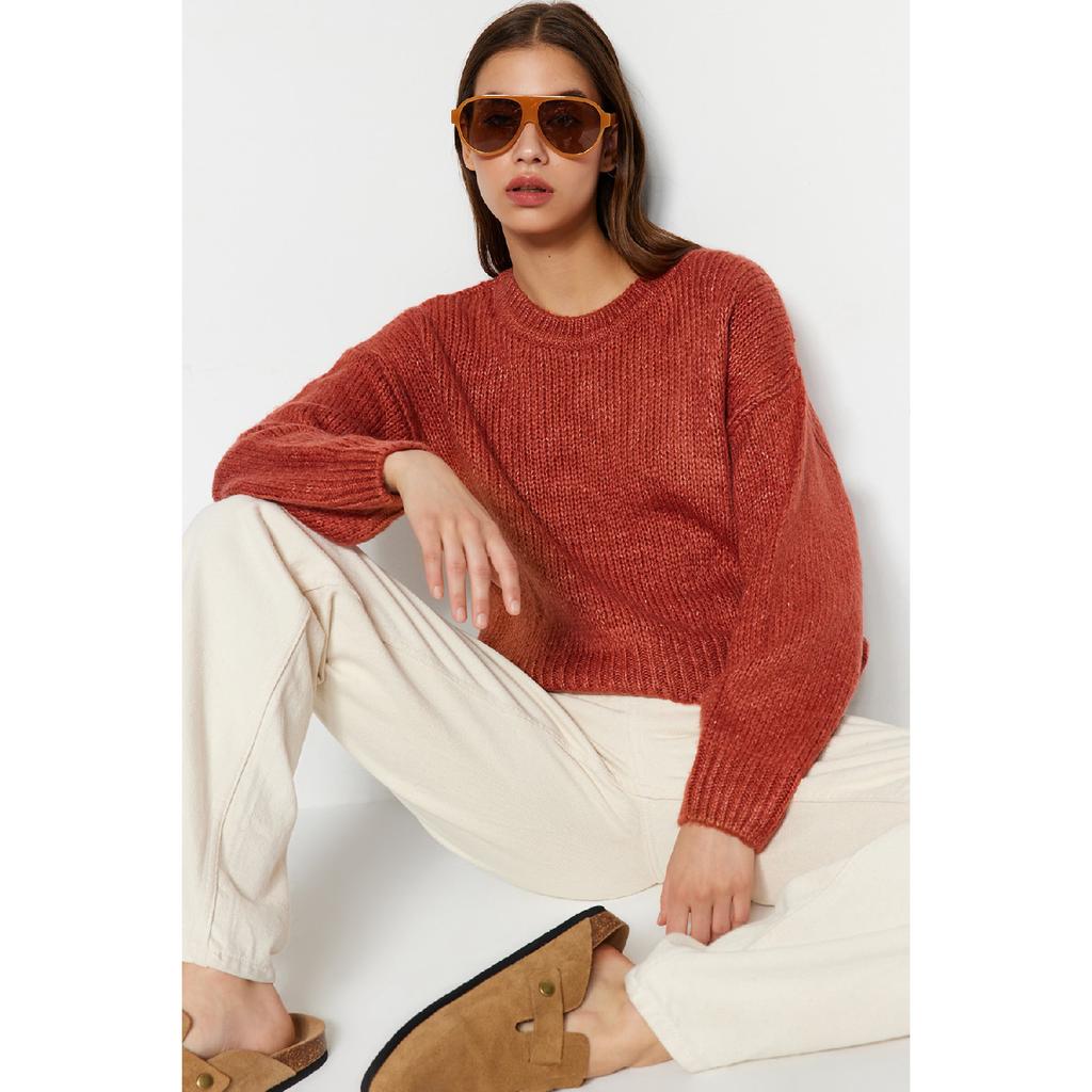 Ecru Wide Fit Weicher, strukturierter Basic-Strickpullover Twoaw23kz00185
