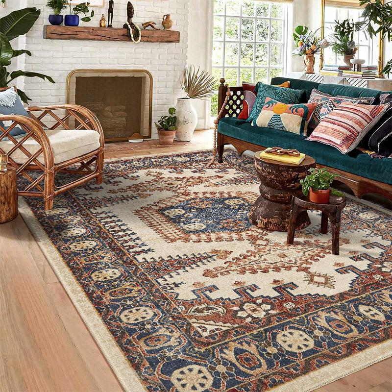 WTEMPO Living Room Carpet Mat Vintage Persian Sofa Coffee Table Carpet Hotel Full Bed Carpet