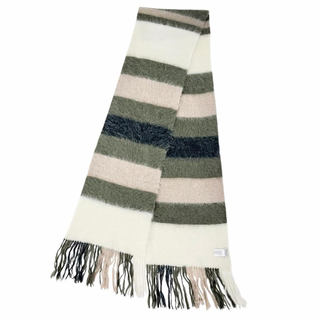Great Brunello Cucinelli Scarf Multi-border pattern fringe long dress mohair Used