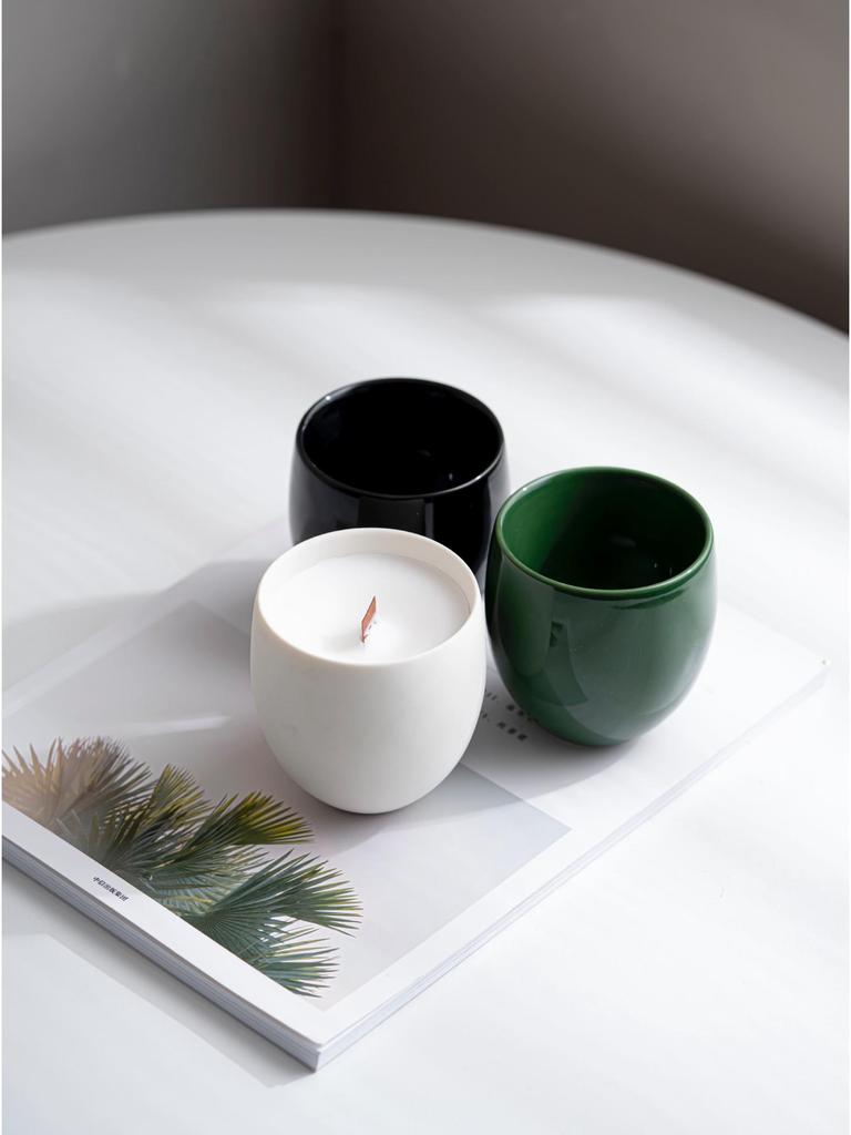 Easywin Glossy Ceramic Candle Holder - Minimalist Scented Soy Wax Ornaments