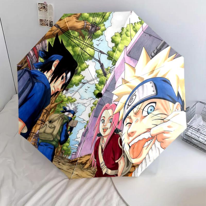 1 PC Automatic Folding Umbrella - Naruto Pattern Portable Foldable Design With 8 Ribs Christmas Birthday Gifts