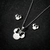 Anime Cute Cartoon Bow Mouse Stainless Steel Zircon Set For Women Wedding Accessories Bride Earrings And Necklace Zircon Set