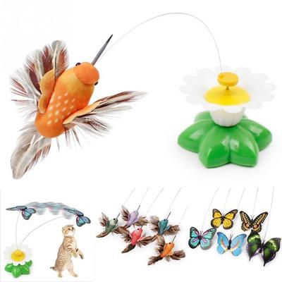 8 X 5.5cm Electric Rotating Colorful Butterfly and Bird Pattern Funny Cat Toys Pet Seat Scratch Toy