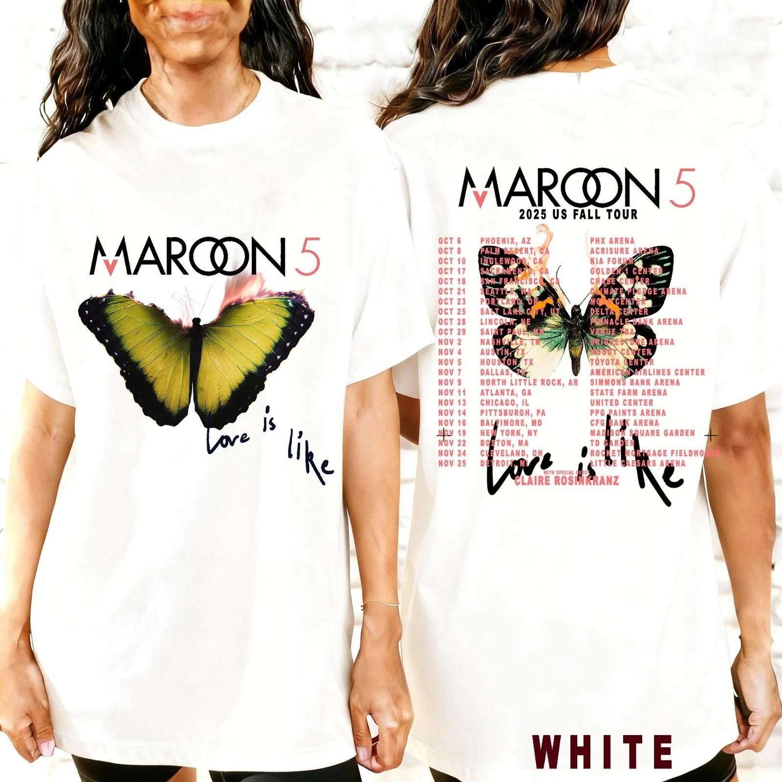 

Maroon 5 2025 US Fall Tour Shirt Butterfly Graphic T-Shirt Mens Womens Tees Top L