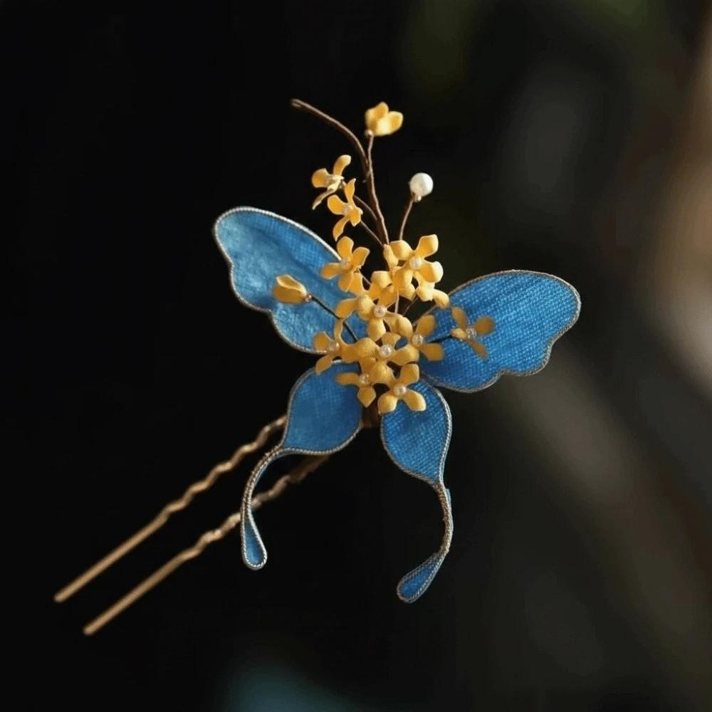 Beautiful Hanfu Butterfly Hair Fork Headwear Exquisite Fairy Side Clips  Girls