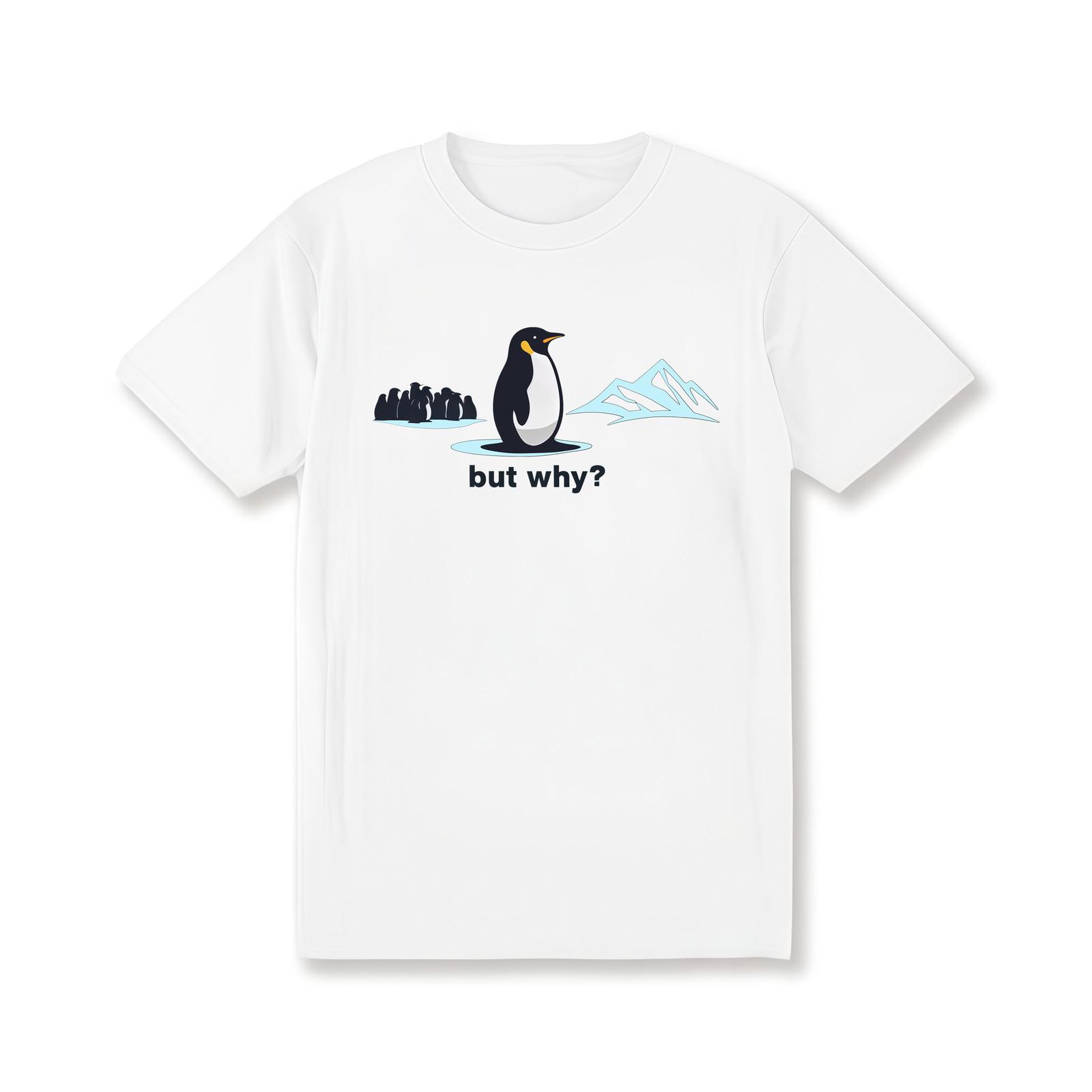 But Why Penguin Graphic T-Shirt | Minimalist Tee XXL