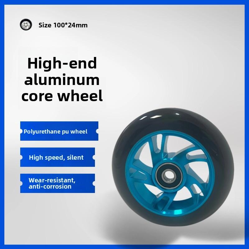 100mm Scooter Wheels Replacement with Bearings Aluminum Wear-Resistant PU Stunt Scooter Parts Kick Scooter Accessories 2pcs/set