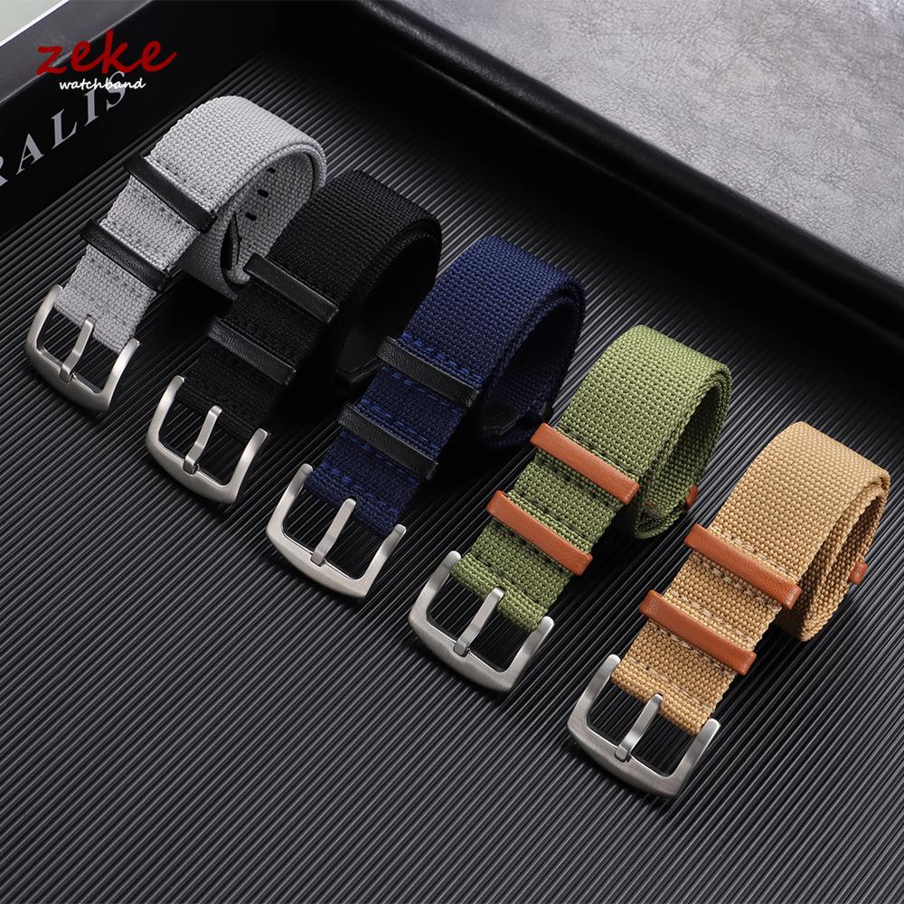20mm 22mm Nylon Genuine Leather Watch Strap for Hamilton Khaki Field Watch Green, Black, Gray Men's Outdoor Sports Watch Band