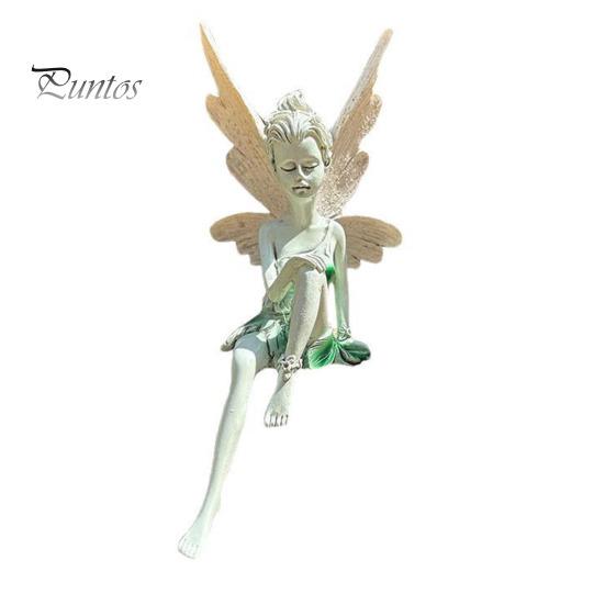 

Скульптура из смолы «Цветочная фея», фигурка сидящей феи, украшение для сада, крылатая статуя феи для внутреннего рабочего стола, дворового искусства белый