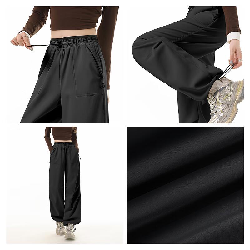 MJ STYLE Women's Three-Proof Winter Plush Lined Wide-Leg Cargo Pants
