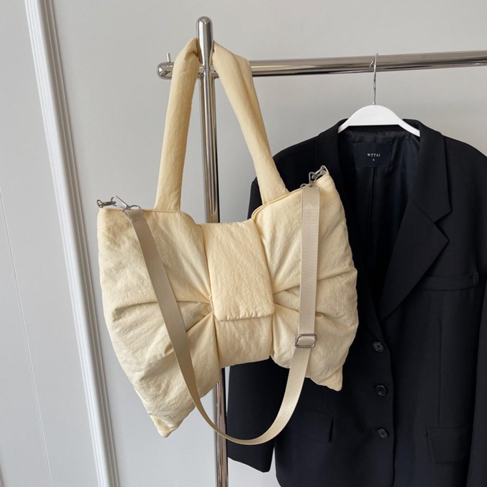 Cotton Padded Ruched Bowknot Shoulder Bag Large Capacity Crossbody Bags  Woman
