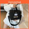 Bear Embroidered Teddy Double Zipper Messenger Bag Simple Square Shoulder Bags