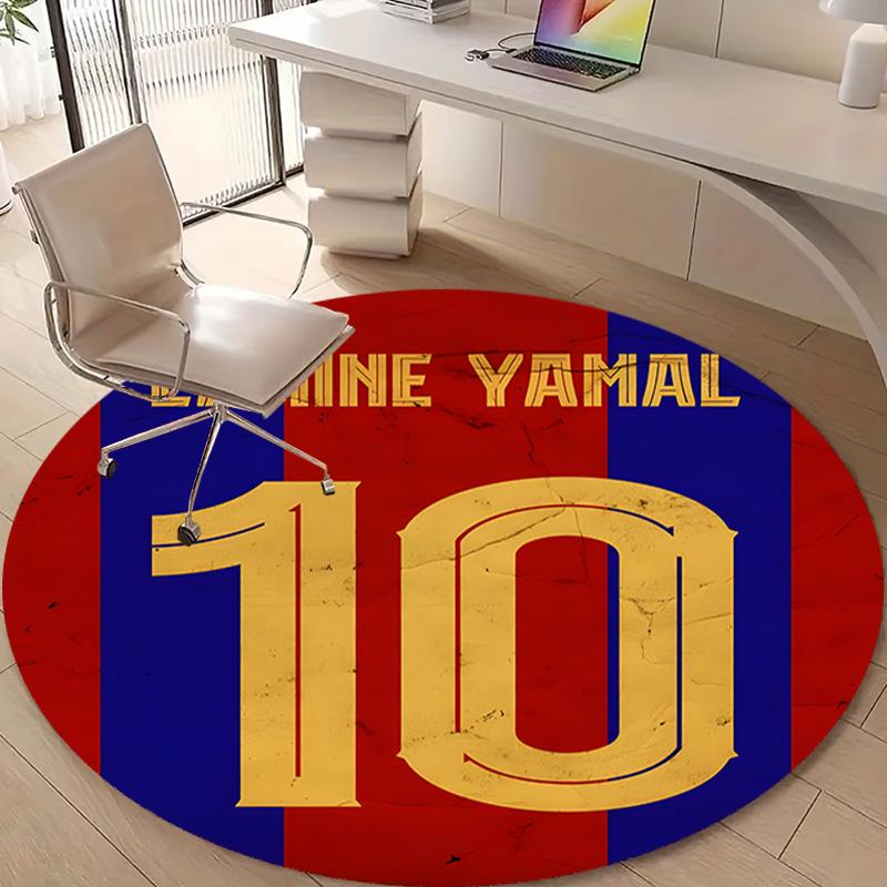 1pc Lamine Yamal Print Round Carpet Chair Round Carpet Suitable for Bedroom Living Room Home Decorative Carpet