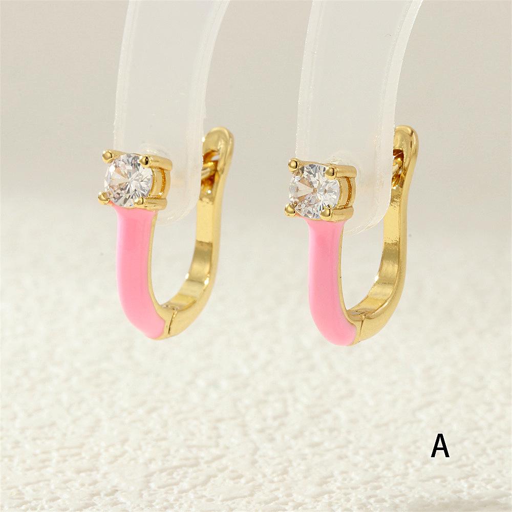 Iridescent Zircon U-Shaped Earrings: Trendy, Personalized, Geometric Ear Buckles with a High-End Feel.