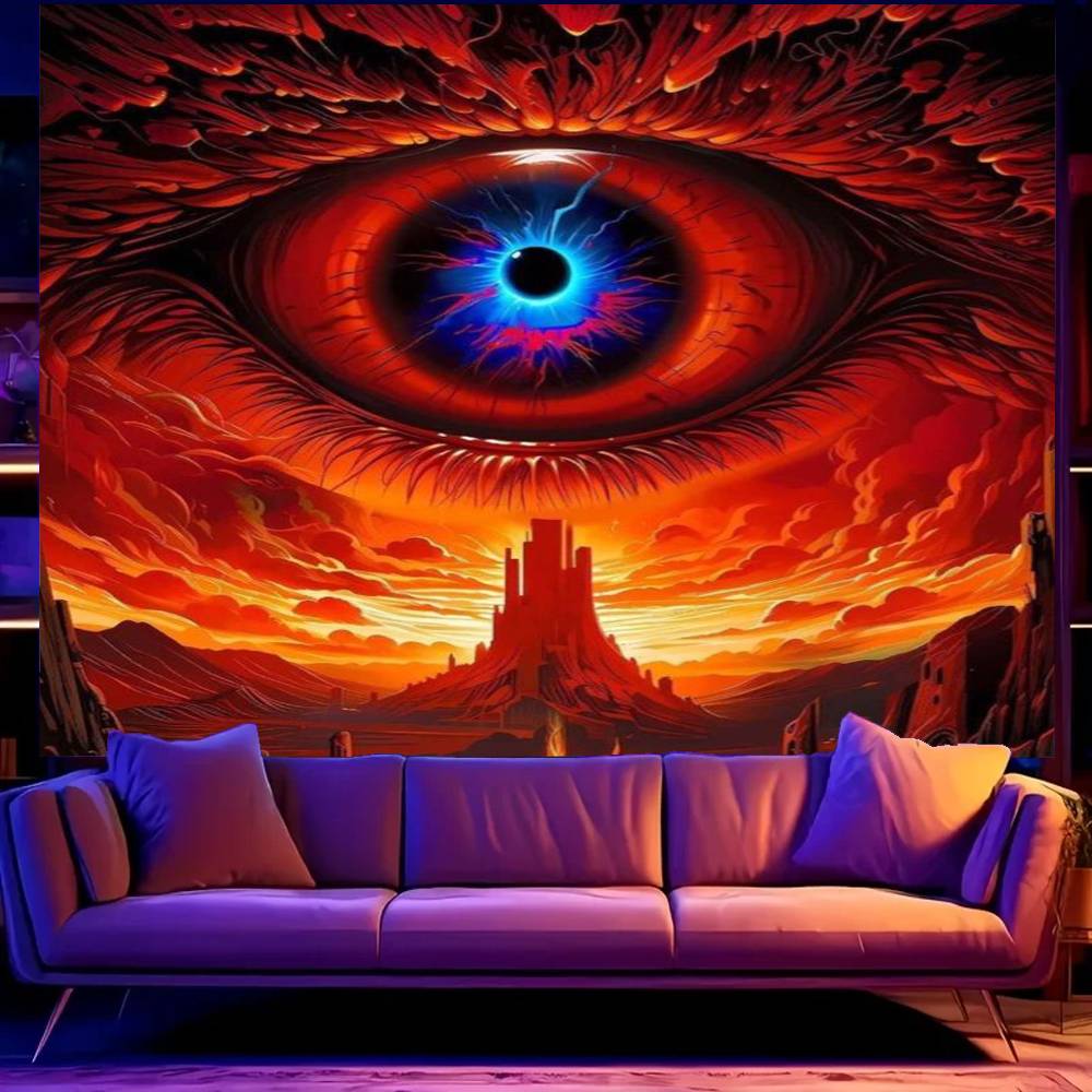 Psychedelic Eye of God UV Tapestry Print Large Tapestry Wall Hanging Wall Tapestry Decor Living Room Bedroom Home