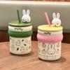 Geburtstagsgeschenk Miffy Hase Strohhalm Wasserbecher für Mädchen Keramiktasse mit Deckel Büro Kaffeetasse Souvenirgeschenk