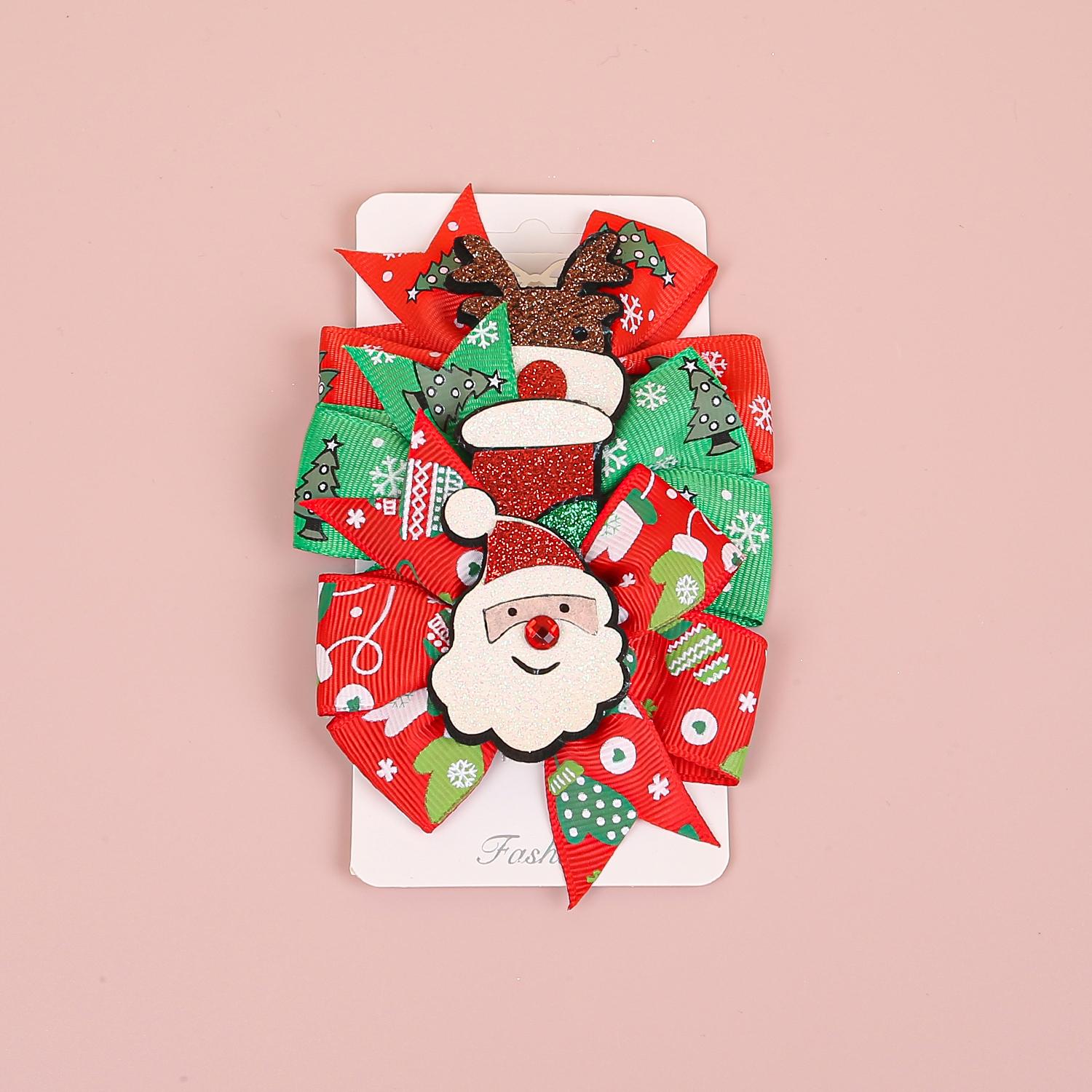 

3pcs Christmas Hair Bows for Girls Hair Clip Elk Santa Claus Hairpins Barrettes Children Kids Christmas Party Hair Accessories
