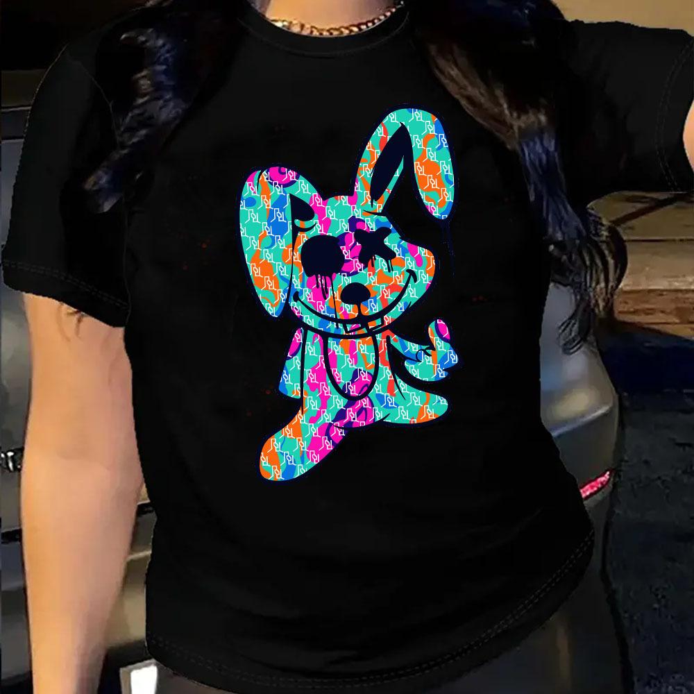 Fashion Women's Rabbit Printing Loose Crew Neck Short Sleeve Casual T-Shirts Women’s