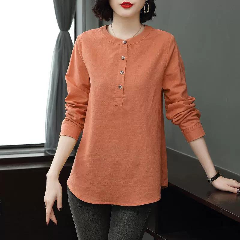 Woman Spring Autumn Style Blouses Shirts Lady Casual Long Sleeve Stand Collar Blusas Tops
