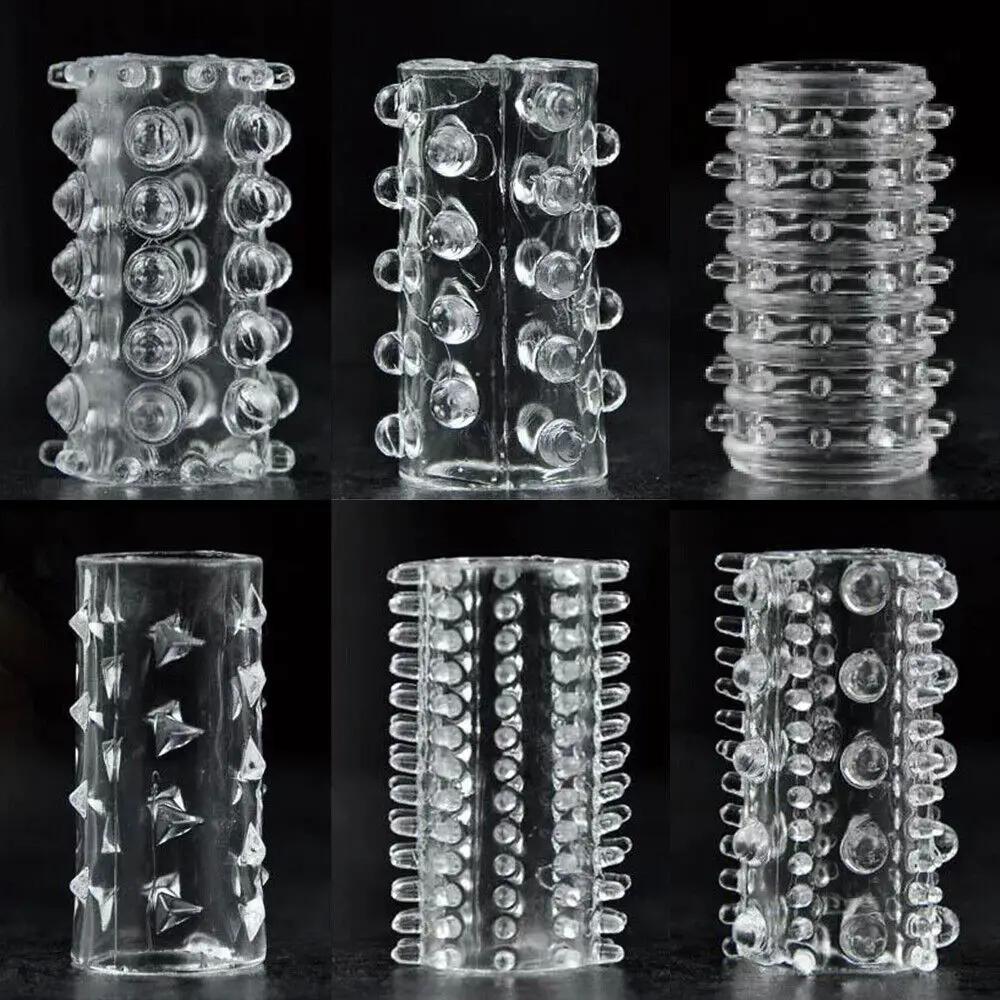 Masażer pochwy Rękaw na palec Pierścienie na penisa Zabawki erotyczne dla kobiet i mężczyzn Kolce Kropkowane Powiększ Prezerwatywy Stymulacja Produkty erotyczne