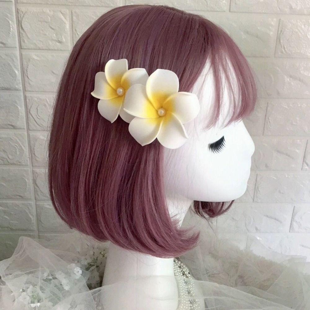 Frangipani Flower Hair Clip Plastic Girls Duckbill Clip Sweet Gradient Flower Hairpins  Travel