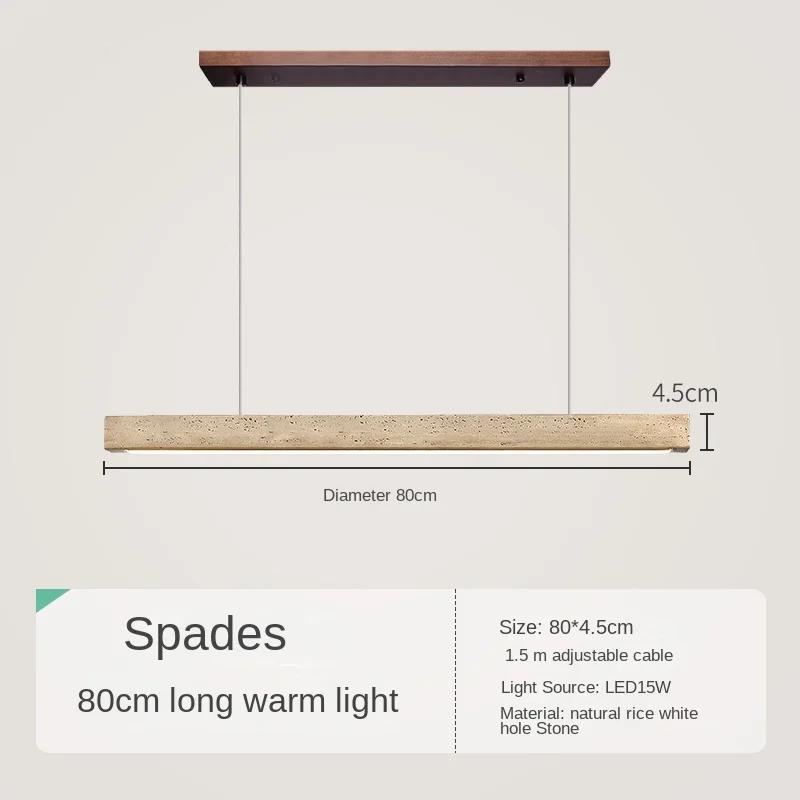 Pendant Lamp Stone Long Strip Chandelier One Line Downlight Restaurant Living Room Office Study Table Light Fixture Wood