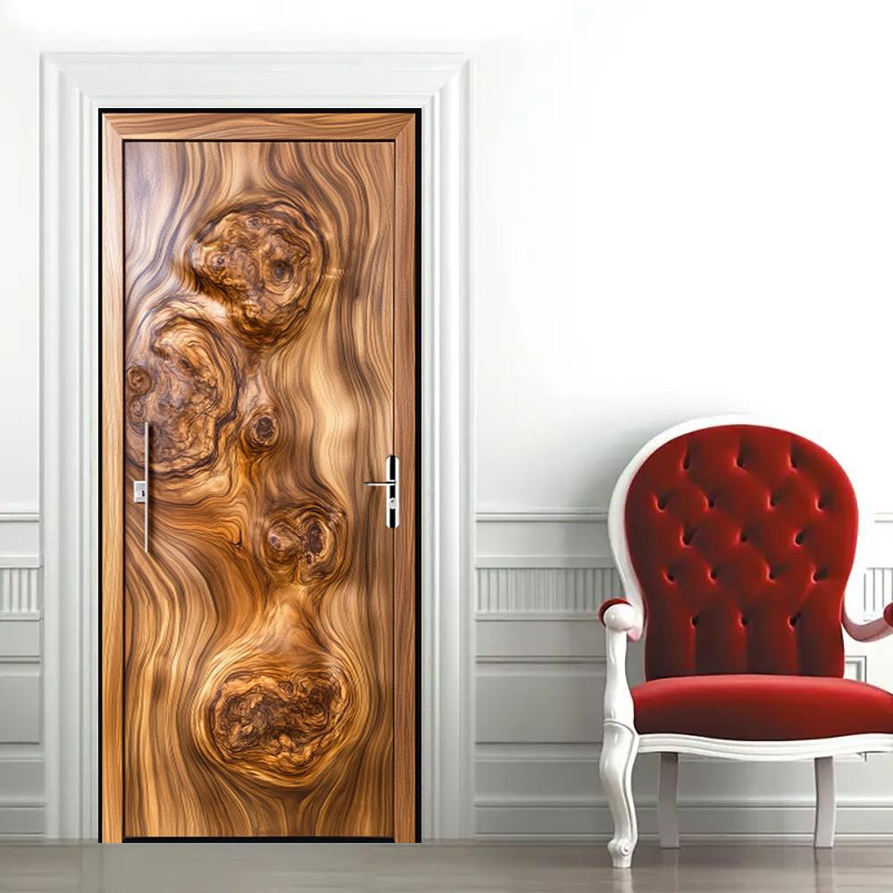 3D Door Decoration Stickers Vibrant Abstract Wood Wallpaper For Living Room Home Decor Bedroom Art Decals