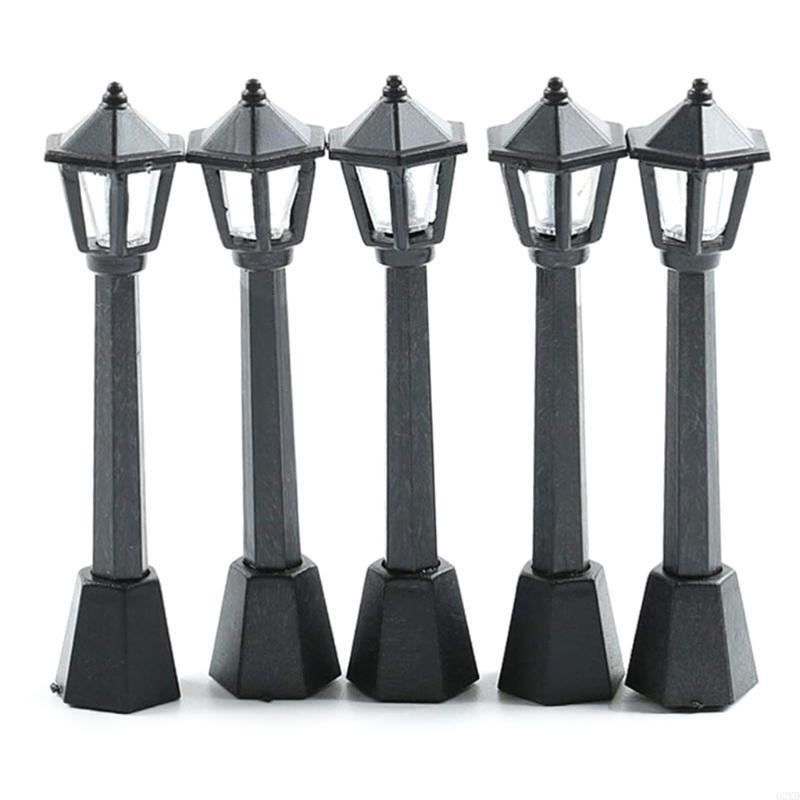 62KD Model Railway Train Lamp 4pcs Post Lights for Doll House Fairy Garden Ornaments