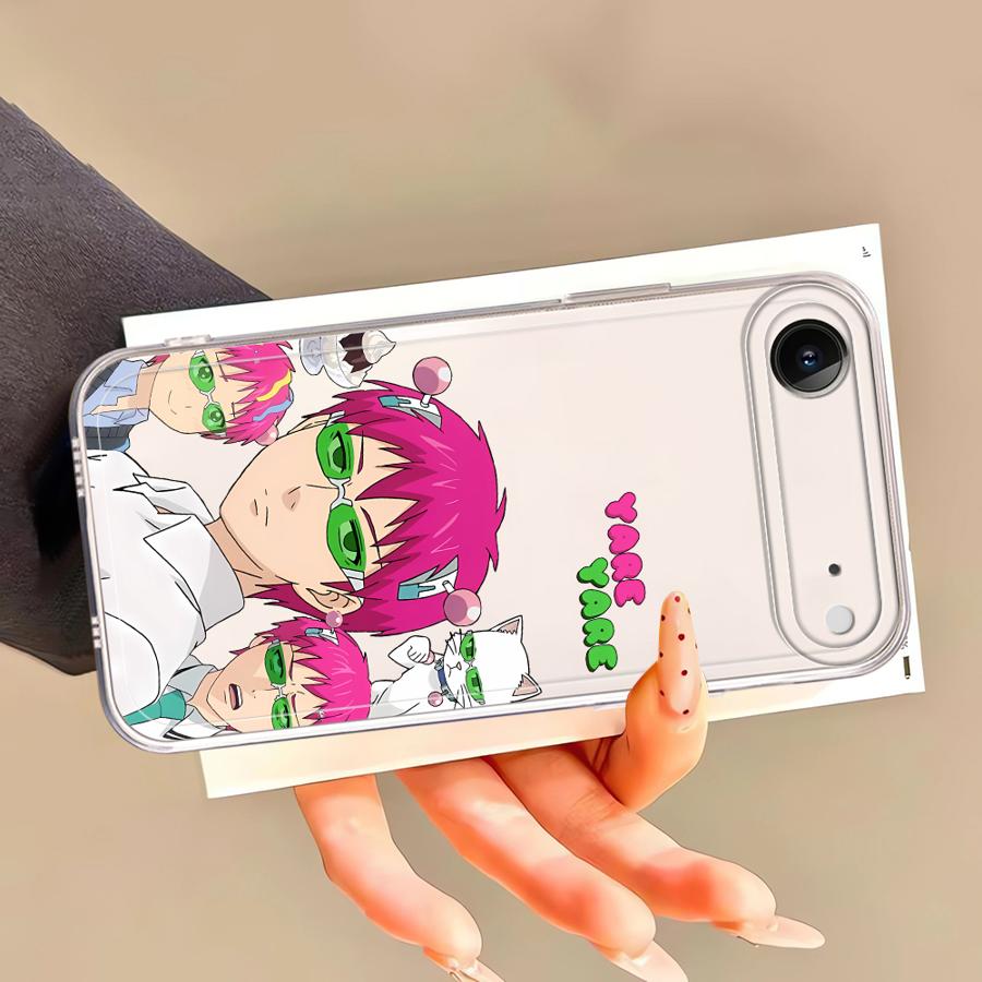Cute Boy Saiki K-Kusuo Clear Cover Case for iPhone XR 7 8 SE 17 Air XS 16e 15 14 16 Plus 13 12 11 Pro Max