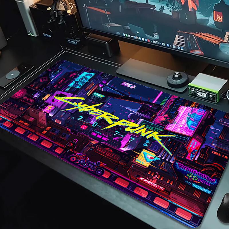 Cyberpunk Color Mouse Pad Large Gaming Table Cushion Non-slip Laptop Tablet Big Mousepad XXL Mat Mini PC Playmat With Lock Edge