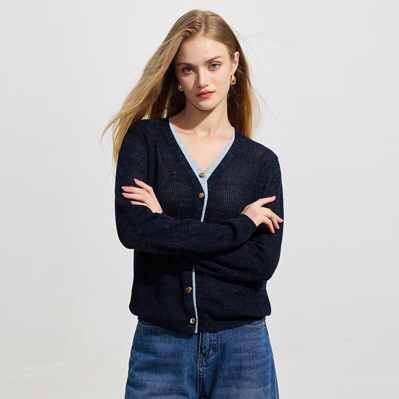 Women's Color Block V-Neck Knit Cardigan