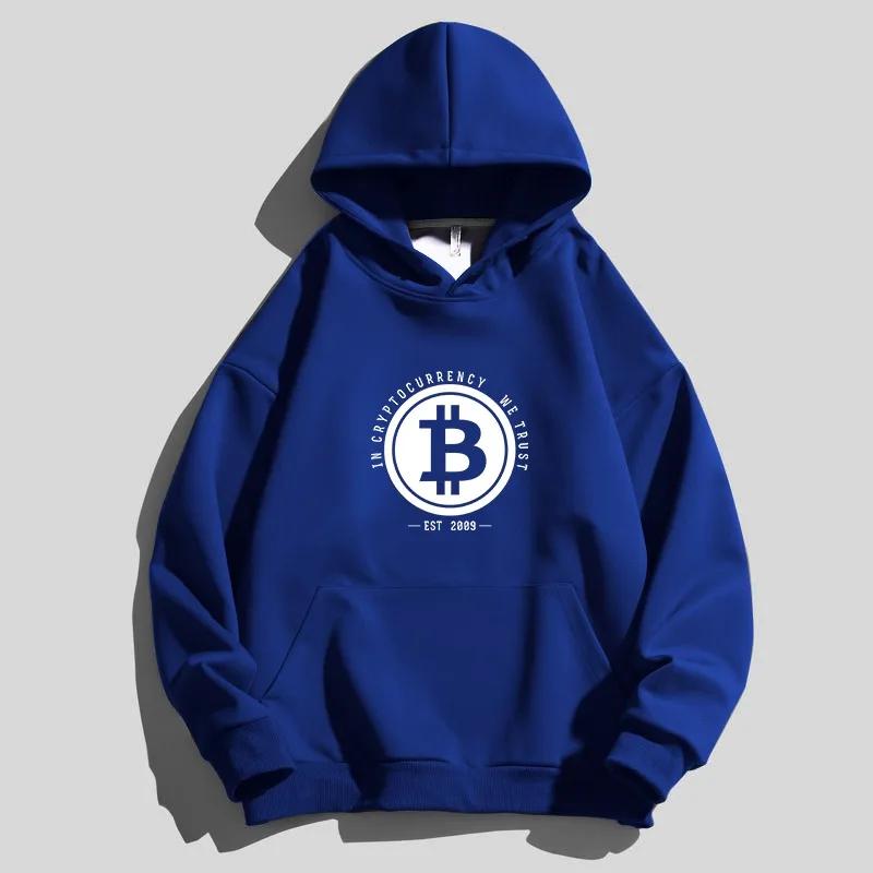 2024 Bitcoin Digital Currency Blockchain Men's Spring Luxury Casual Hoodie Casual Loose Hoodie Long Sleeved Sports Top WK