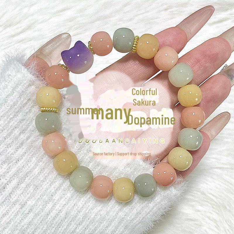 

«Летний дофаминовый браслет с корнем бодхи»: Бусы из натурального белого нефрита, мягкие напальчники для женщин. Single Loop Bracelet; 10mm