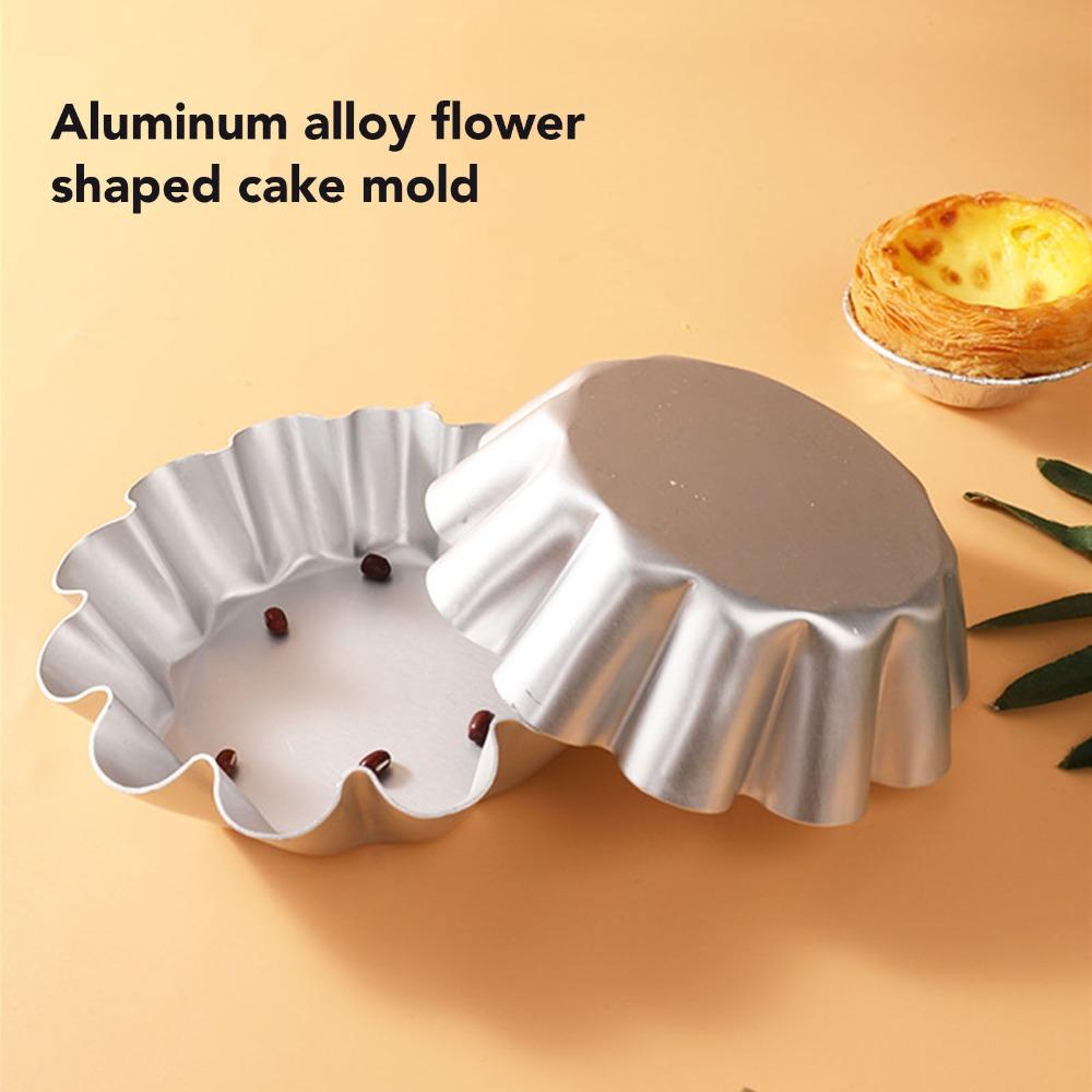 12PCS Aluminum Alloy Flower Pudding Mold Fluted Wave Edge Jelly Mold Baking Mold  Pudding Cake Bread