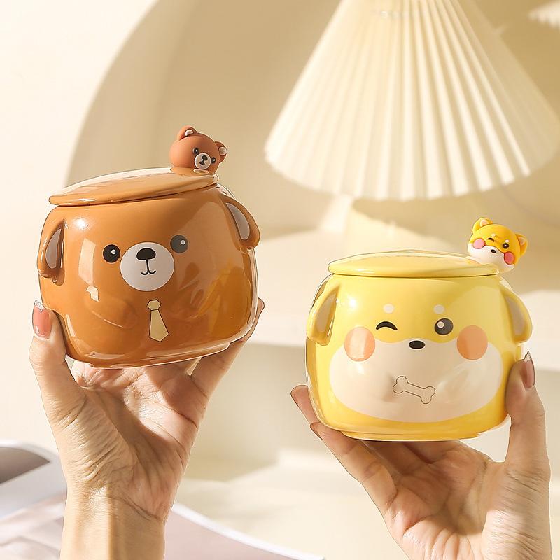 Cartoon Ceramic Mug Couple Cup Household Male and Female Cup High Looking Cute Animal Water Cup Souvenir