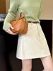 Juzhi Korean Retro High Waist Denim A-Line Short Skirt
