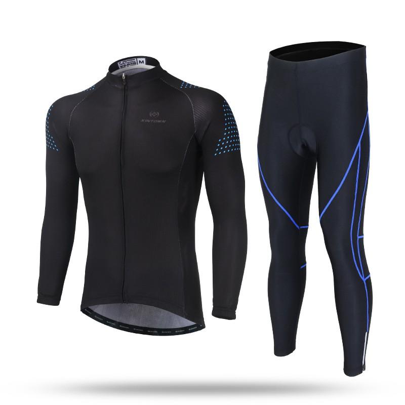 XINTOWN Mens Fleece Cycling Set Winter Long Sleeve Thermal Bike Riding Outfit