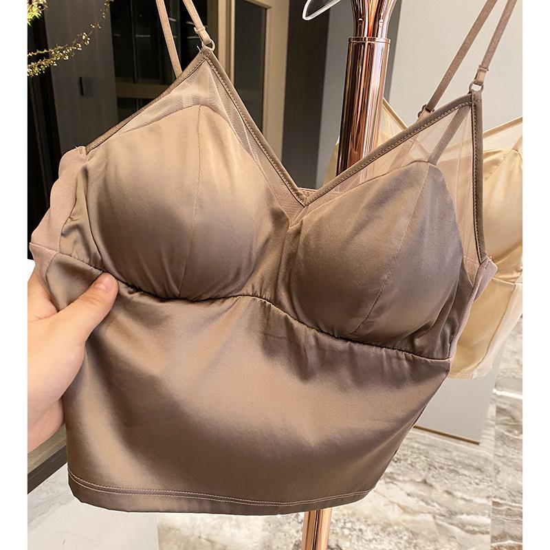 19 Momme Silk Crepe Camisole Wireless Bra: Wear As an Outer Layer or Base Vest for Women