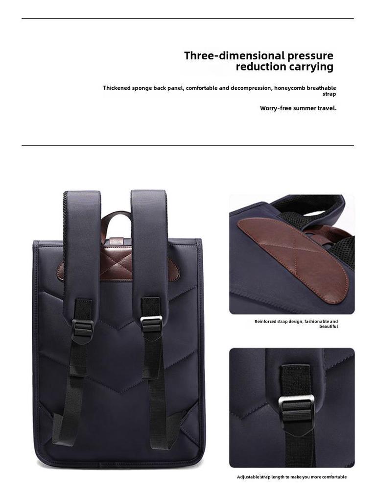 14-Inch Waterproof Oxford Business Backpack – Unisex Korean Style for Commuting