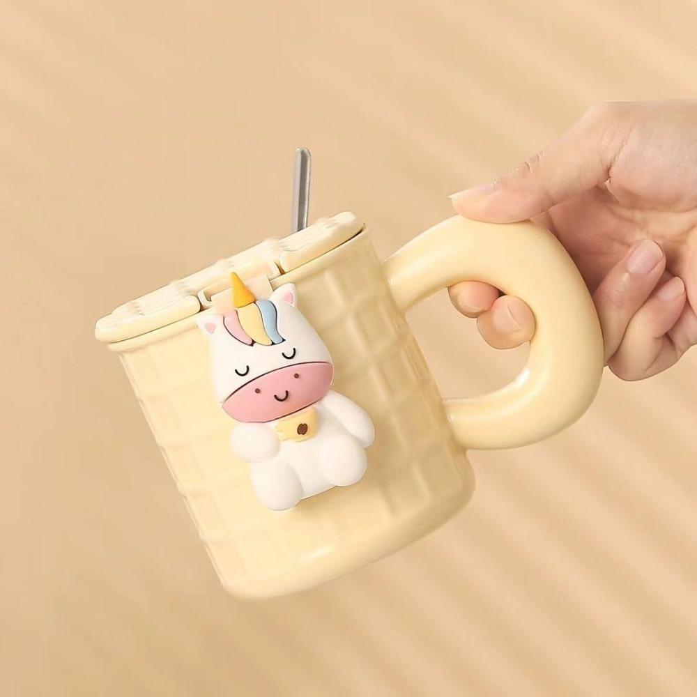 Milk Fufu Cute Cartoon Ceramic Cup Breakfast Cup with Hanging Leak Creative Coffee Cup Breakfast Cup Mug Souvenir