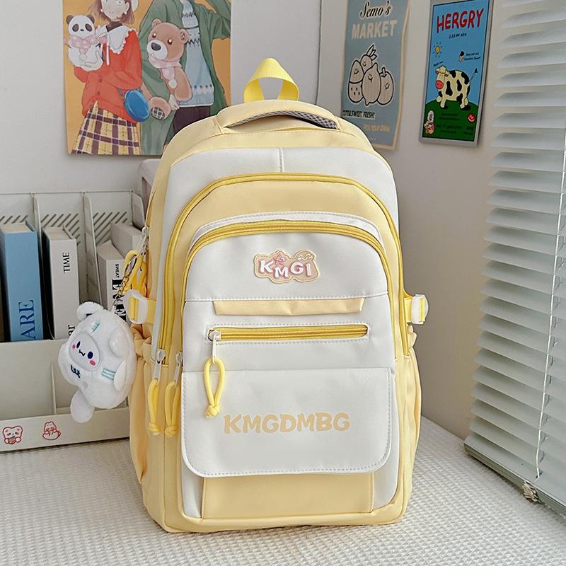New high-value, fresh and sweet, contrasting colors splicing college style backpack, large-capacity backpack for junior high school students