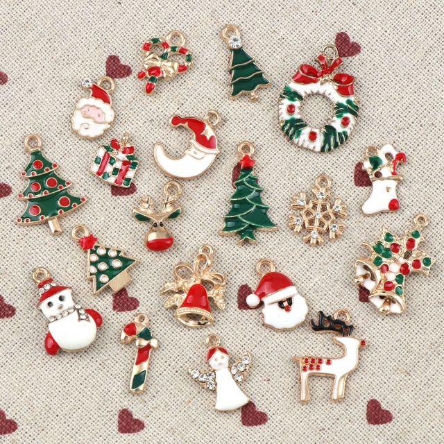 

20/30/50/80pcs Cute Christmas Charm Santa Hat Snowflake Pendant for Necklace Bracelet Earrings Jewelry Making Holiday Decoration