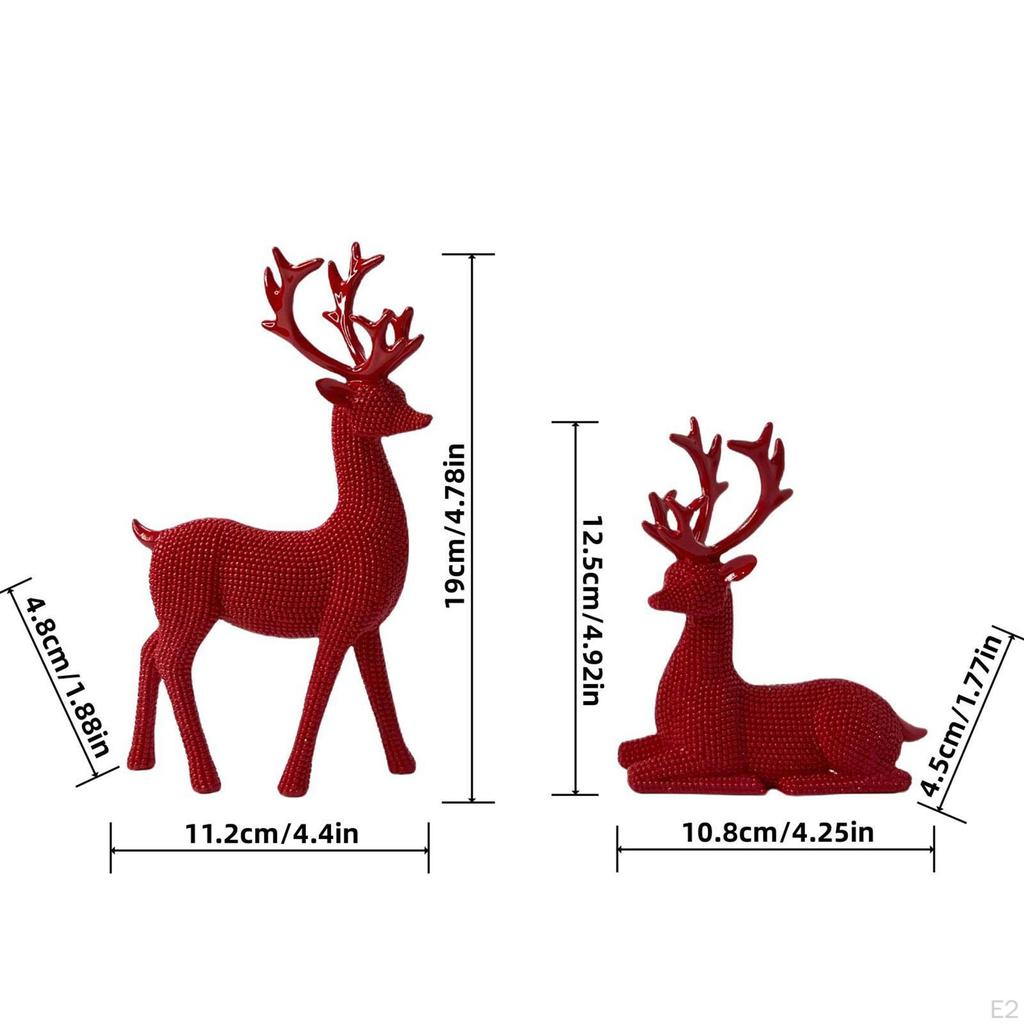 1 Pair Reindeers Deer Figurines Resin Sculpture Decorative Shelf Decoration for Office Desktop,