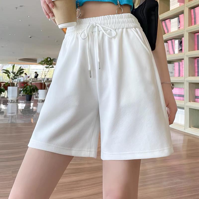 Pantaloncini Sportivi da Donna Grigio in Cotone a Vita Alta - Leggeri, Vestibilità Larga per Corsa e Uso Casual