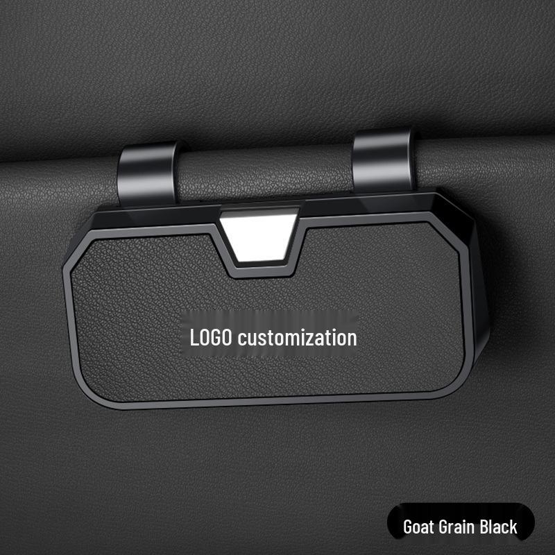

LOGO Car Mount Goat Grain Sunglasses Holder: Scratch-Proof, Anti-Slip, One-Handed Operation Car Glasses Storage
