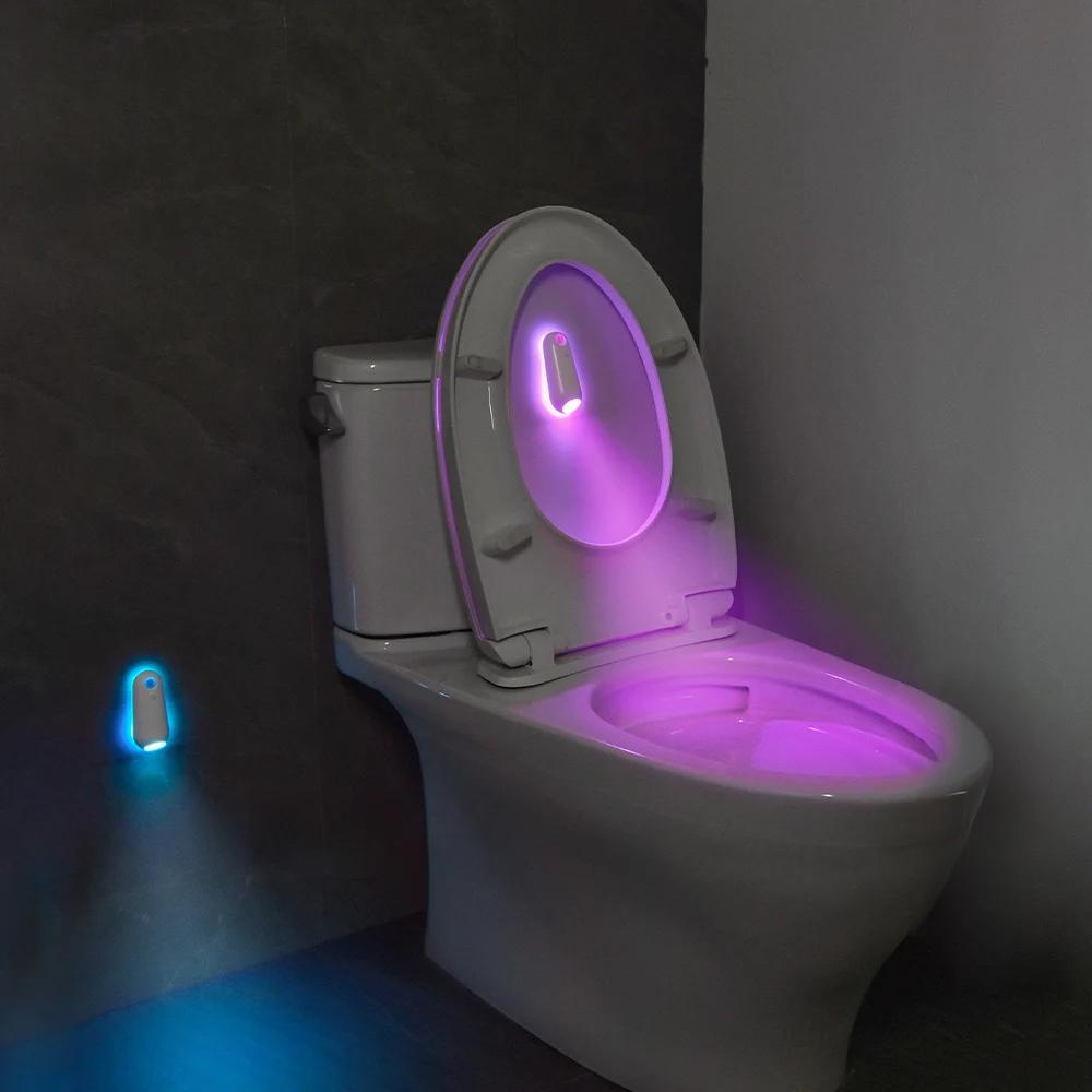 LED Smart Motion Sensor Night Light, Toilet Seat Lights, USB Rechargeable 8Color Lamp for Summer Corridor WC Camping Home Decor
