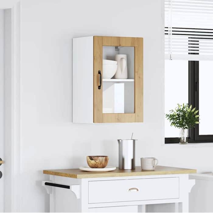 VidaXL Armoire murale de cuisine porte en verre Porto chêne artisanal 854016