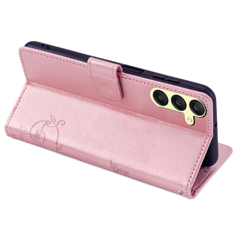 For Samsung Galaxy A25 5G (Global) (161.0 x 76.5 x 8.3mm) Etui Sommerfugl Blomst PU Lær Telefon Folio Cover